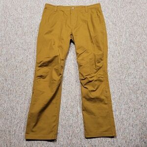 LIVSN Flex Canvas Pants Mens 38x32 Mustard Stretch Hiking Outdoors Trail Camping